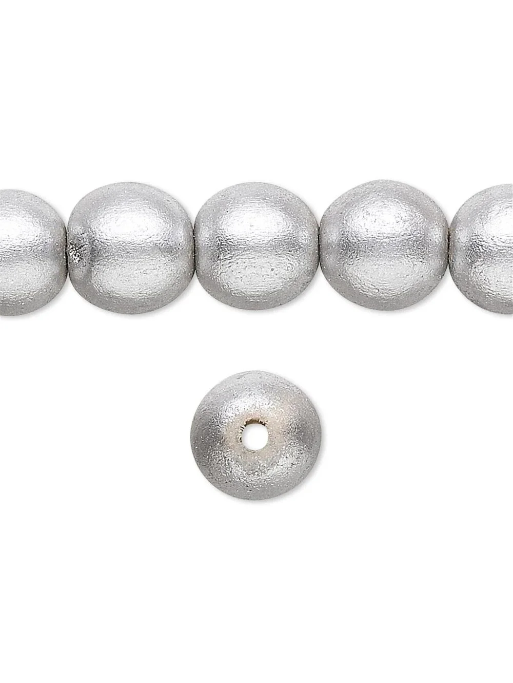 Philippines Metallic Silver South Sea 10mm Round Wood Beads 10 pcs